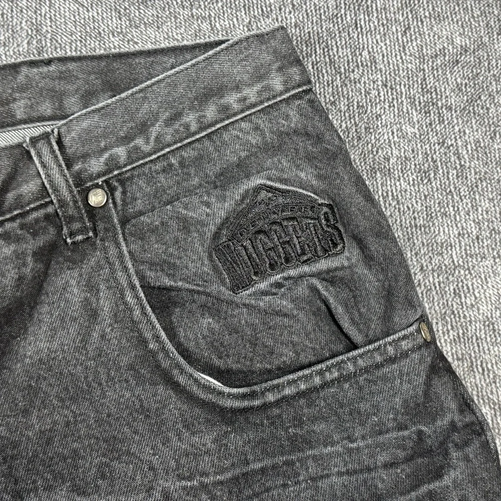 Vintage UNK‎ NBA Denver Nuggets Jeans Men's 38 Black Denim Baggy Hip Hop Pants